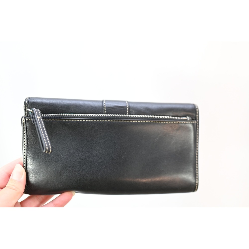 Coach Black Leather Slim Envelope Wallet with Contrast Stitching and ID Window - Picture 2 of 3